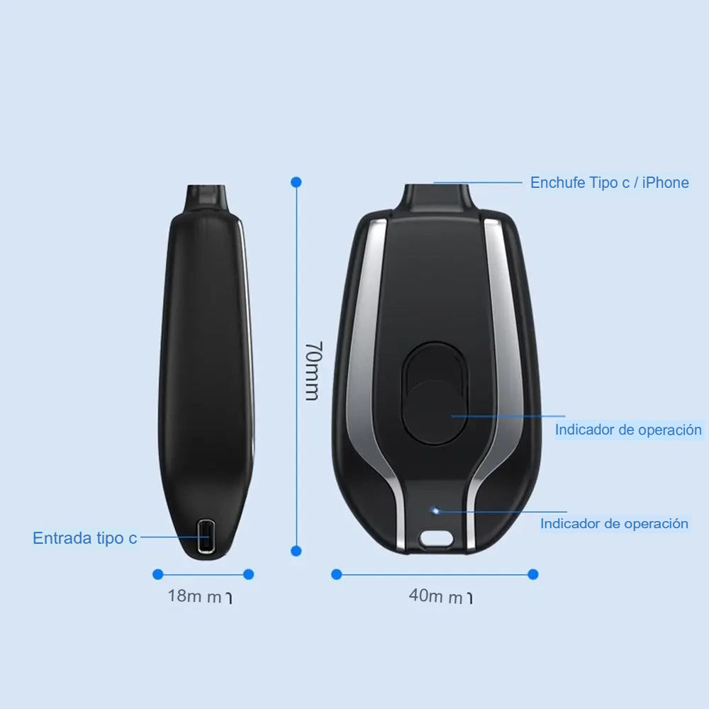 🔌Llavero Cargador Tipo C y Lightning 2220mAh | ¡Energía portátil siempre a tu alcance!⚡️