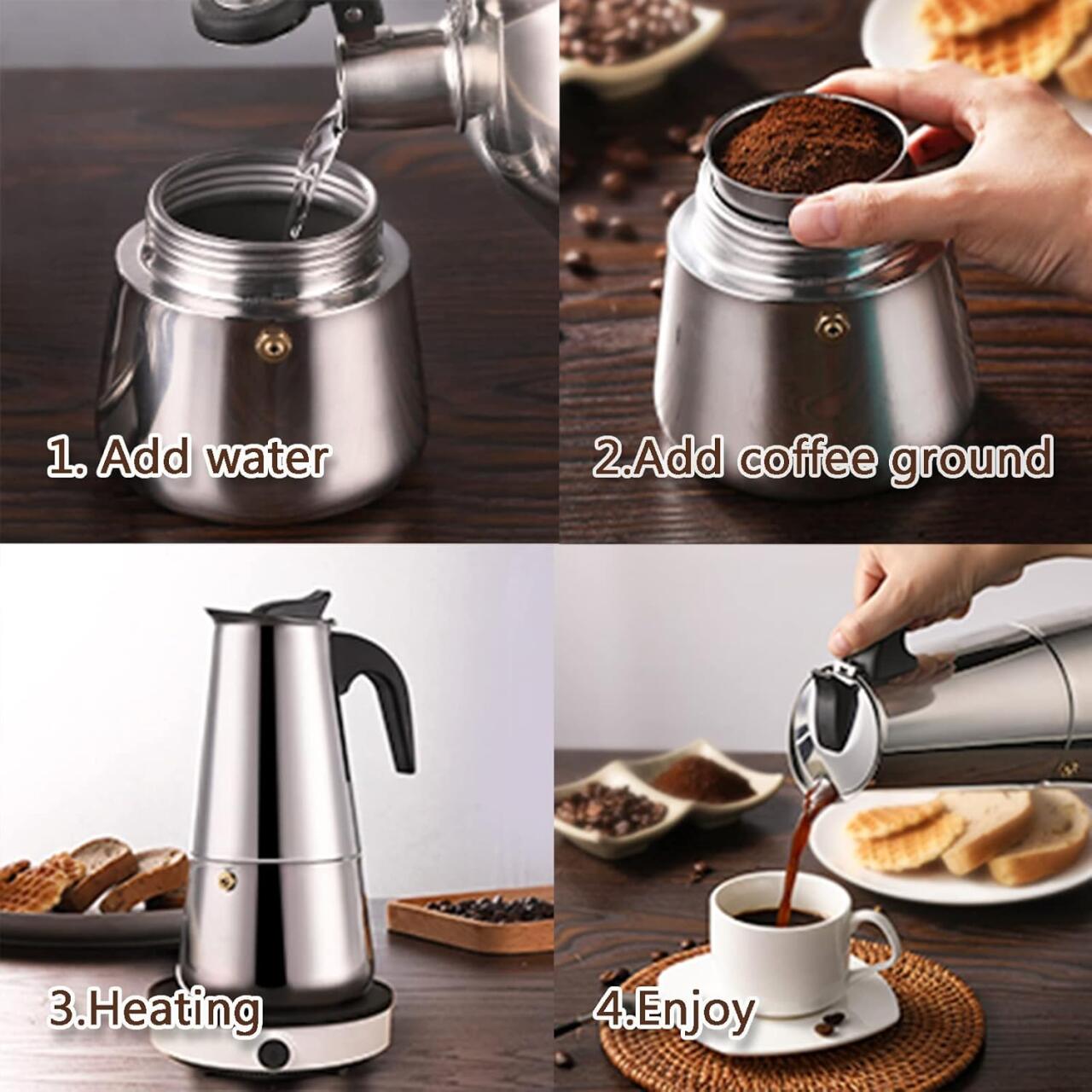 Cafetera Italiana de 12 Tazas | 600ML 6 vasos (12 Tazas Tinteras)