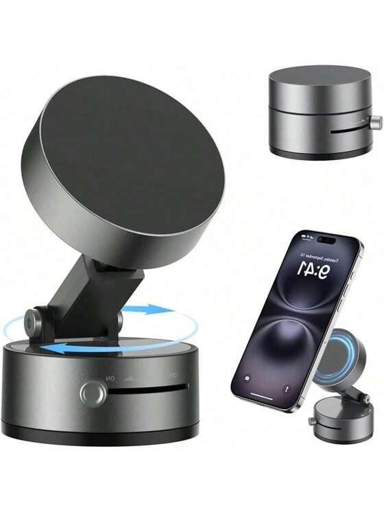 Soporte magnético para teléfono móvil al vacío, soporte universal para teléfono móvil, ventosa de fuerza industrial y de vacío con brazo telescópico ajustable, soporte magnético giratorio