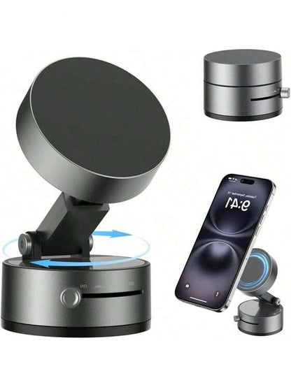Soporte magnético para teléfono móvil al vacío, soporte universal para teléfono móvil, ventosa de fuerza industrial y de vacío con brazo telescópico ajustable, soporte magnético giratorio