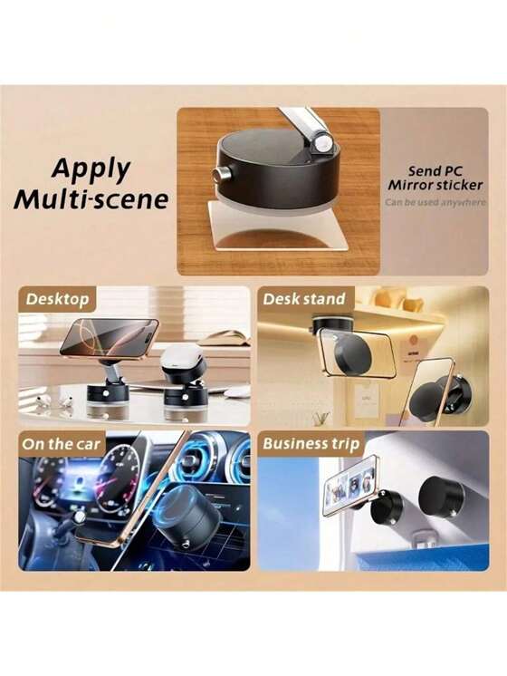 Soporte magnético para teléfono móvil al vacío, soporte universal para teléfono móvil, ventosa de fuerza industrial y de vacío con brazo telescópico ajustable, soporte magnético giratorio
