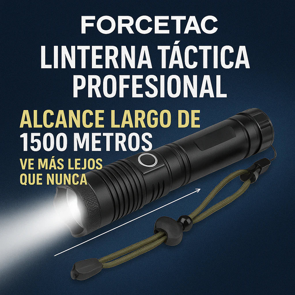 🔦 Linterna Táctica Profesional – ForceTac [Ultra Potente, Recargable y Resistente al Agua] 💡