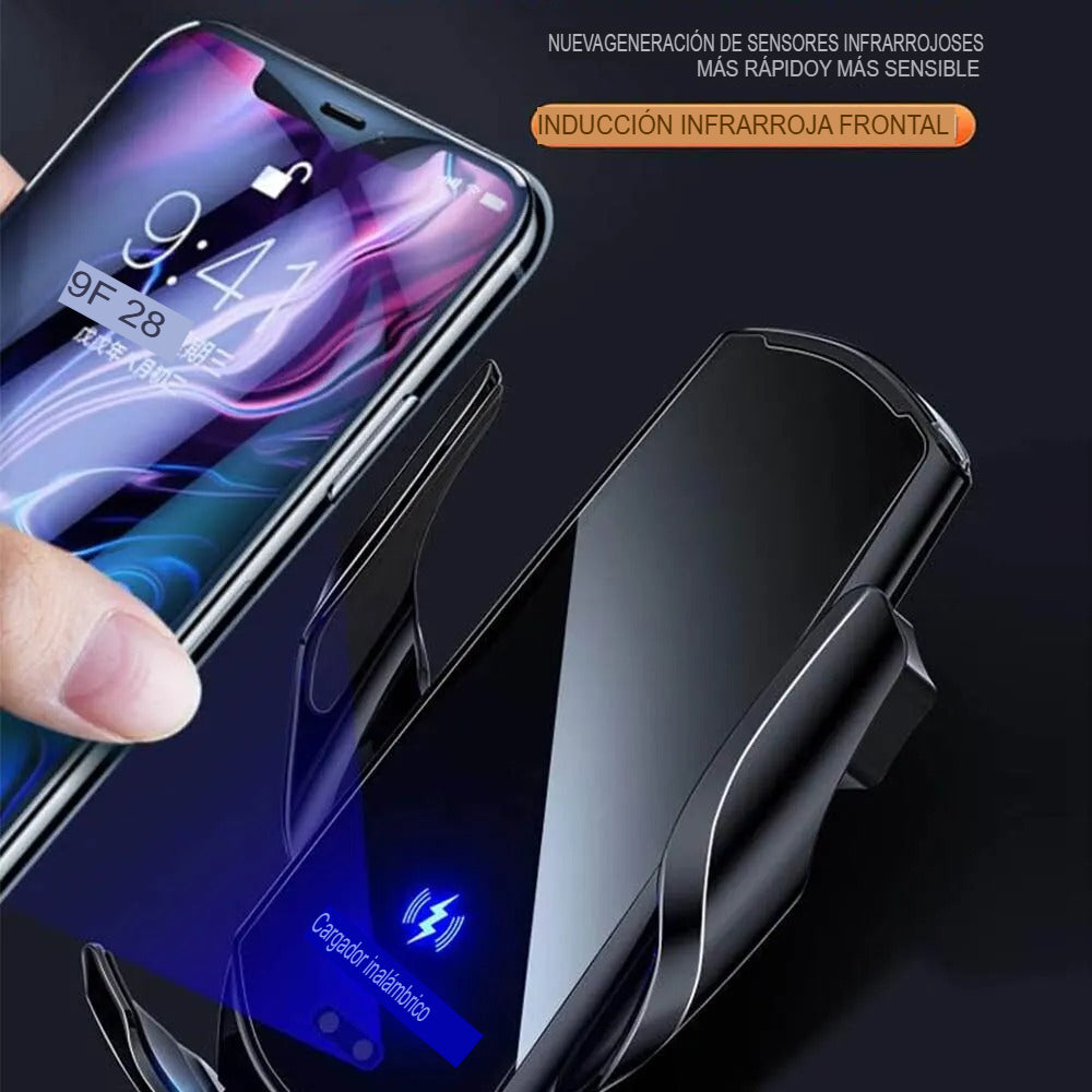 🚗Cargador de Móvil Inalámbrico Auto-Clamp para Coche | Carga Rápida 15W📱