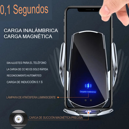 🚗Cargador de Móvil Inalámbrico Auto-Clamp para Coche | Carga Rápida 15W📱