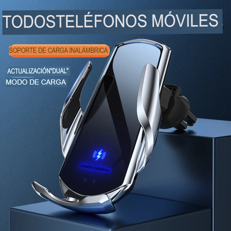 🚗Cargador de Móvil Inalámbrico Auto-Clamp para Coche | Carga Rápida 15W📱