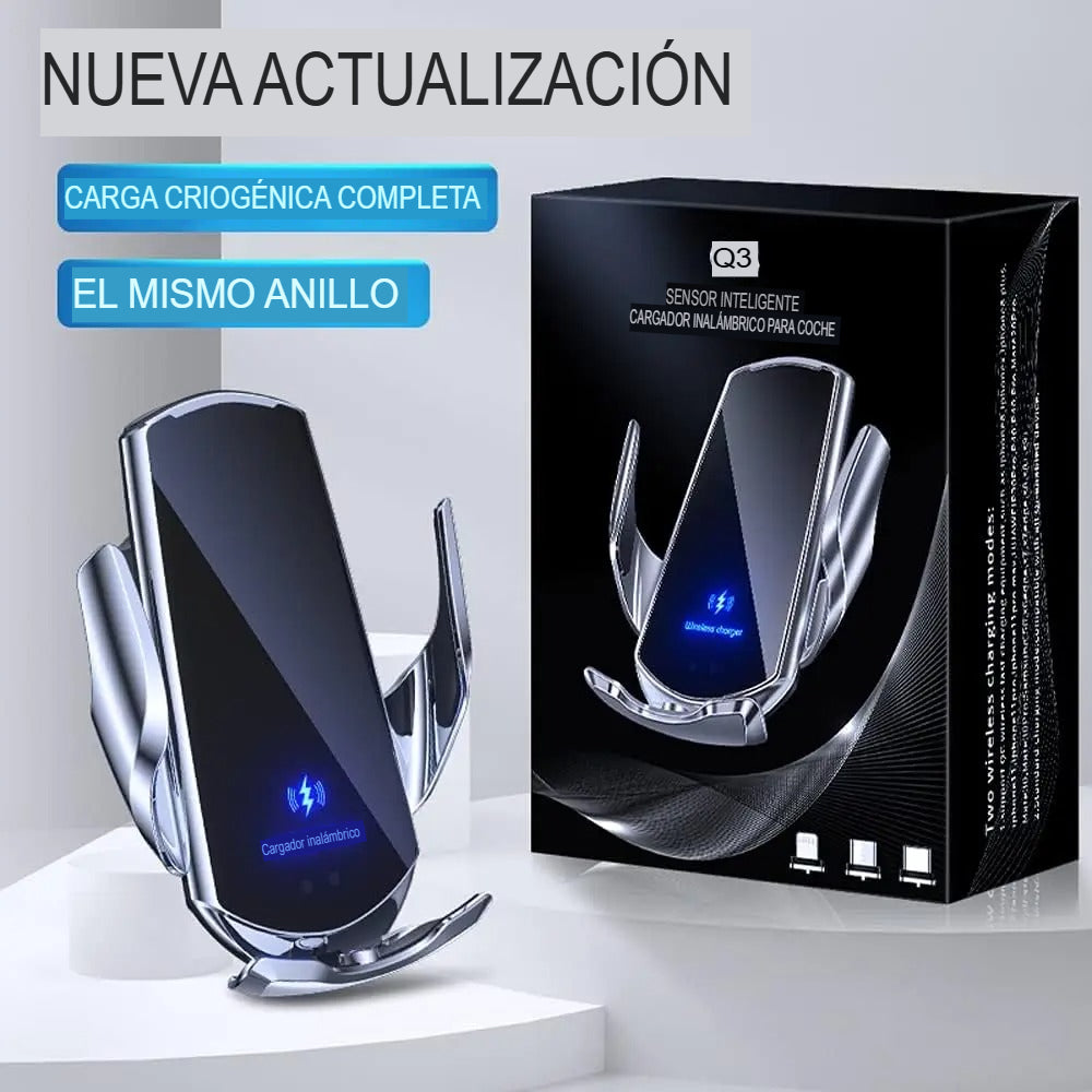 🚗Cargador de Móvil Inalámbrico Auto-Clamp para Coche | Carga Rápida 15W📱