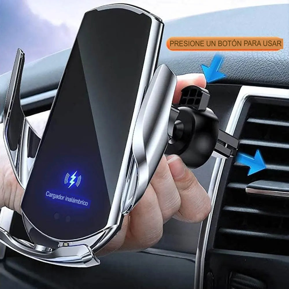 🚗Cargador de Móvil Inalámbrico Auto-Clamp para Coche | Carga Rápida 15W📱