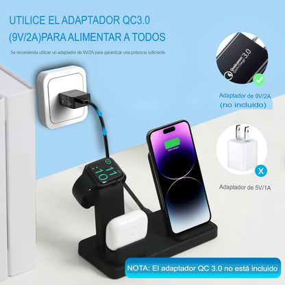 ⚡Estación de Carga 3 en 1 | ¡Carga Tu iPhone, AirPods y Apple Watch al Mismo Tiempo!📱⌚️
