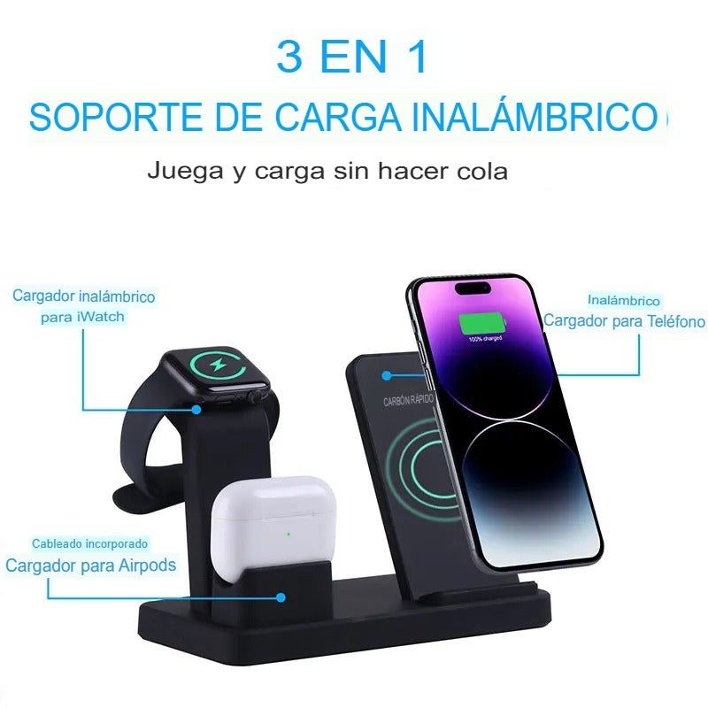 ⚡Estación de Carga 3 en 1 | ¡Carga Tu iPhone, AirPods y Apple Watch al Mismo Tiempo!📱⌚️