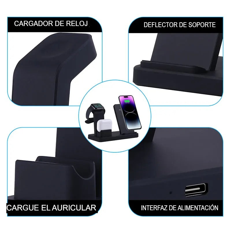 ⚡Estación de Carga 3 en 1 | ¡Carga Tu iPhone, AirPods y Apple Watch al Mismo Tiempo!📱⌚️