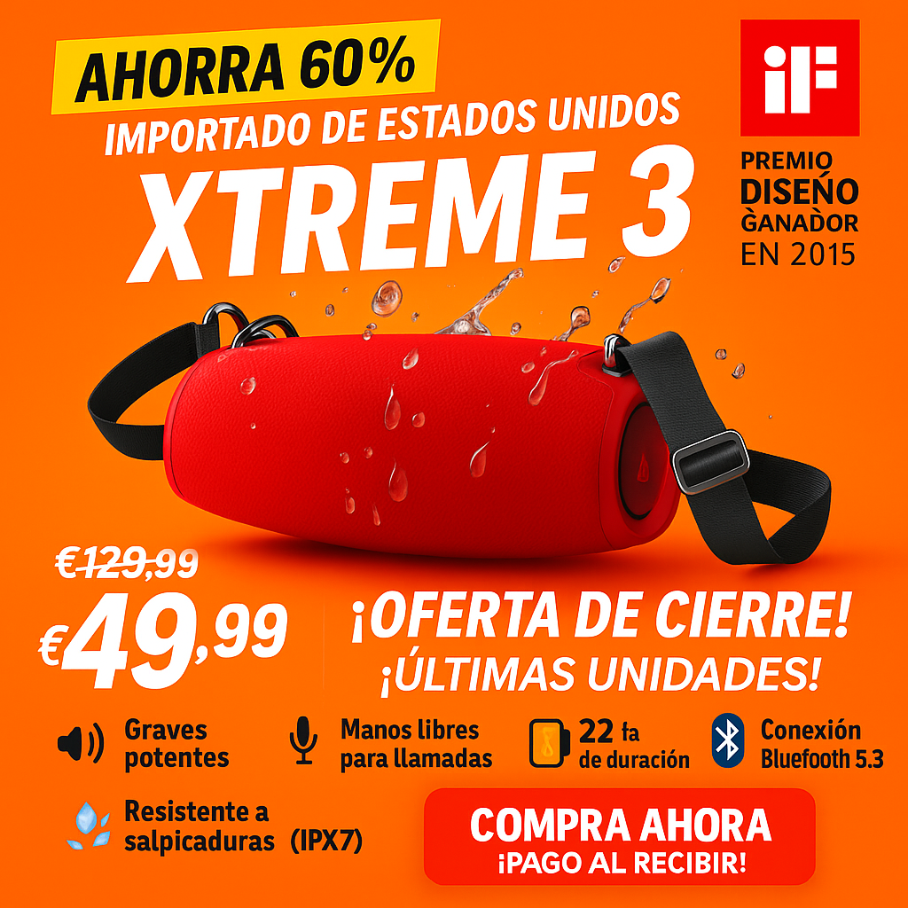 🔊 ¡XTREME 3 - GRAVES POTENTES, SONIDO INCREÍBLE Y 61% DE DESCUENTO + Spotify Premium Gratis! 🔥