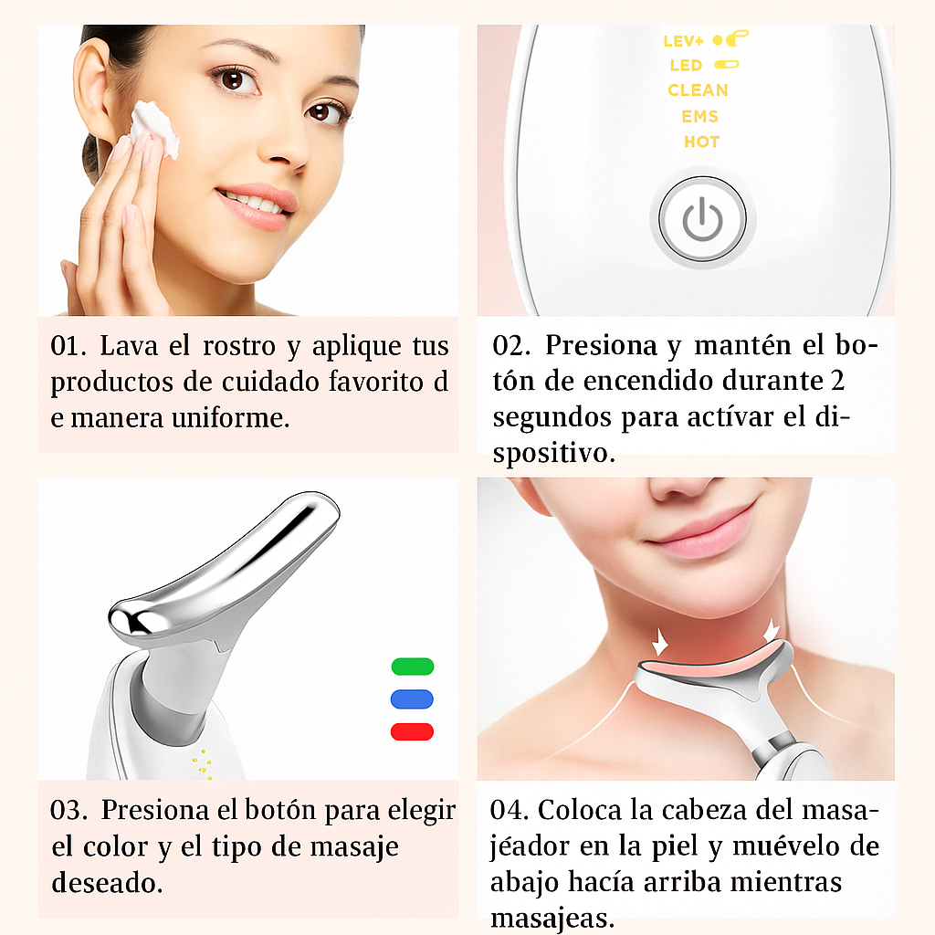 ✨ Masajeador Facial Premium – Antiarrugas y reafirma el cuello 🌈