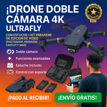 🚁 Drone Doble Cámara PRO 4K + Estuche, control y ¡REGALO EXCLUSIVO SOLO HOY! 🔥