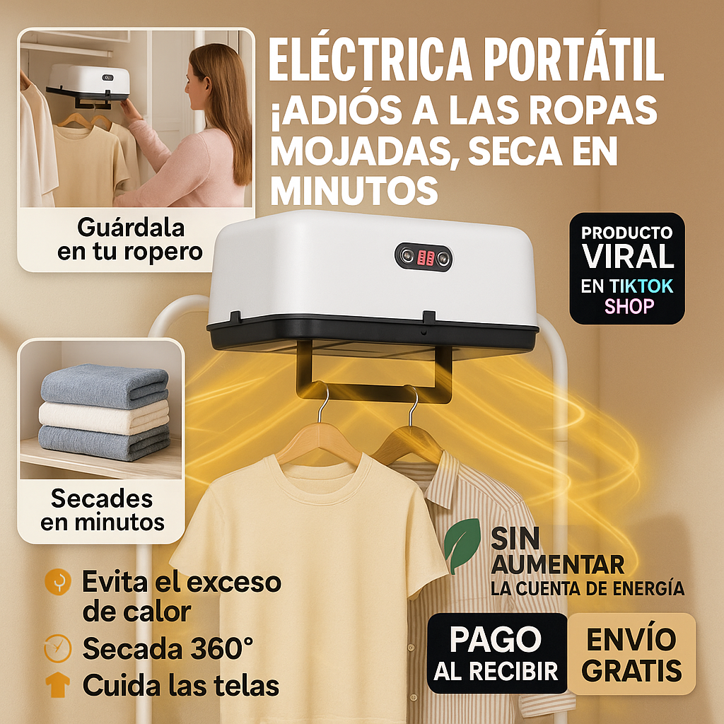 🔥 SECADORA ELÉTRICA PORTÁTIL – ⏰ ¡Seca en minutos sin aumentar tu factura de luz! 🍃