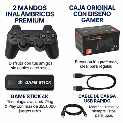 🔥 ¡PRE-BLACKFRIDAY! CONSOLA RETRO GAME STICK X2 PLUS 4K - 70% DE DESCUENTO + REGALO EXCLUSIVO 🎮