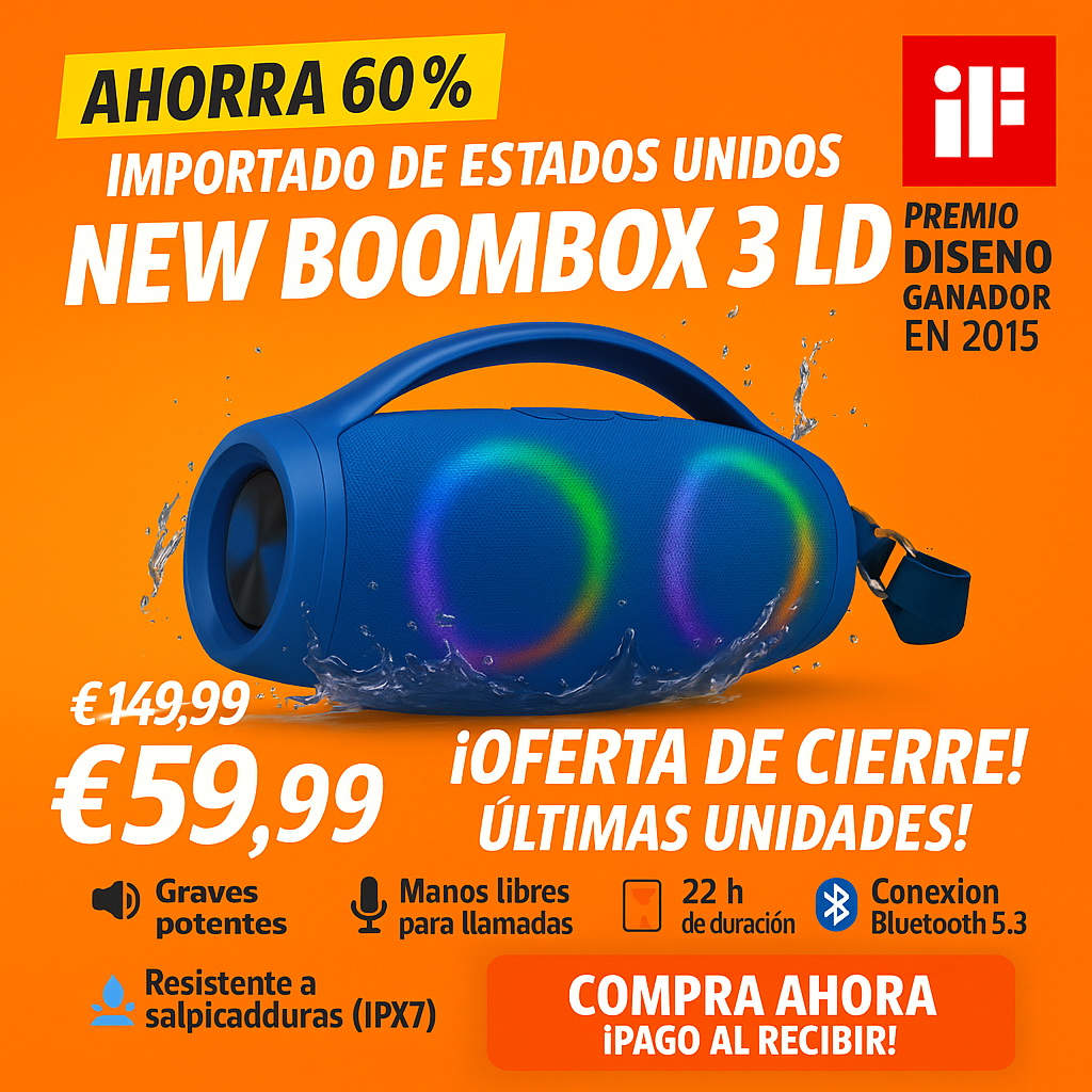 🔊 BOOMBOX 3 PRO – ¡POTENCIA EXTREMA, GRAVES BRUTALES Y 61% DE DESCUENTO + Spotify Premium Gratis! 🔥