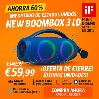 🔊 BOOMBOX 3 PRO – ¡POTENCIA EXTREMA, GRAVES BRUTALES Y 61% DE DESCUENTO + Spotify Premium Gratis! 🔥
