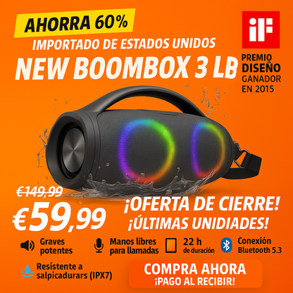 🔊 BOOMBOX 3 PRO – ¡POTENCIA EXTREMA, GRAVES BRUTALES Y 61% DE DESCUENTO + Spotify Premium Gratis! 🔥