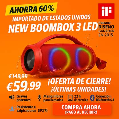 🔊 BOOMBOX 3 PRO – ¡POTENCIA EXTREMA, GRAVES BRUTALES Y 61% DE DESCUENTO + Spotify Premium Gratis! 🔥