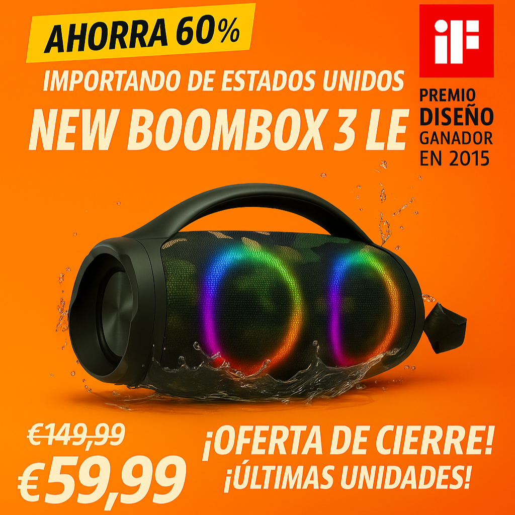 🔊 BOOMBOX 3 PRO – ¡POTENCIA EXTREMA, GRAVES BRUTALES Y 61% DE DESCUENTO + Spotify Premium Gratis! 🔥