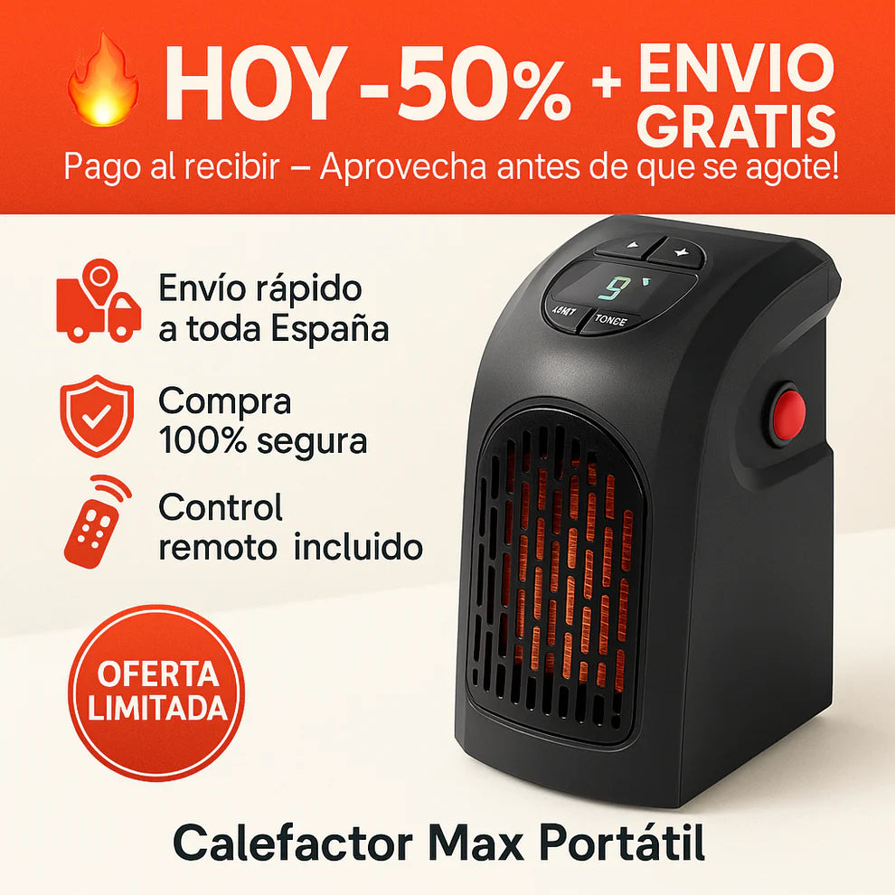 🌡️ CALEFACTOR MAX PORTATIL -60% SOLO HOY APROVECHA + Calor inmediato sin gastar de más 🔥