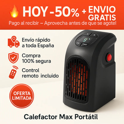 🌡️ CALEFACTOR MAX PORTATIL -60% SOLO HOY APROVECHA + Calor inmediato sin gastar de más 🔥