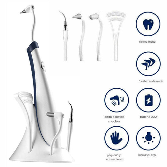 🦷Limpiador Dental Ultrasónico 5 en 1 con Luz LED | Elimina Placa, Sarro y Manchas💎