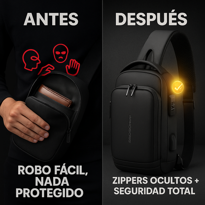 Bolso cruzado antirrobo negro - 70% SOLO HOY ¡APROVECHA AHORA!