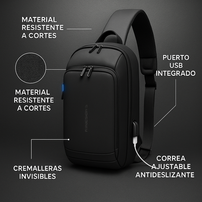 Bolso cruzado antirrobo negro - 70% SOLO HOY ¡APROVECHA AHORA!