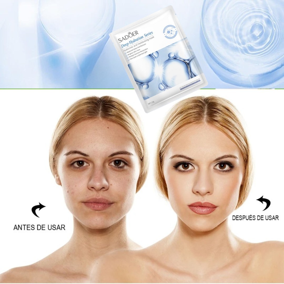 Máscara Facial con Ácido Hialurónico | Pack 4 Unidades para una Piel Hidratada y Rejuvenecida💧