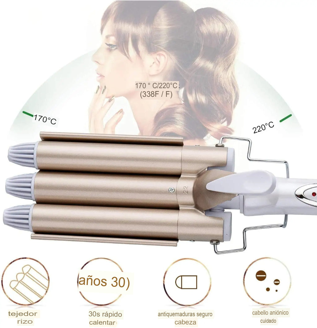 🌟Modelador de Cabello de Efecto Triple | ¡Consigue Olas Perfectas con Estilo y Rapidez!🪮