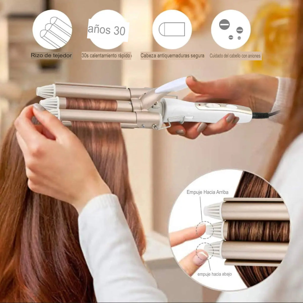 🌟Modelador de Cabello de Efecto Triple | ¡Consigue Olas Perfectas con Estilo y Rapidez!🪮