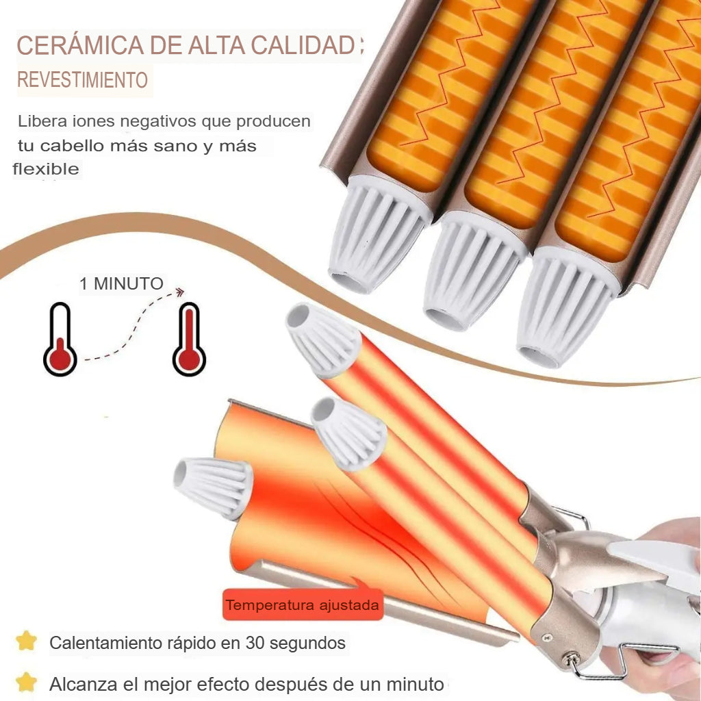🌟Modelador de Cabello de Efecto Triple | ¡Consigue Olas Perfectas con Estilo y Rapidez!🪮