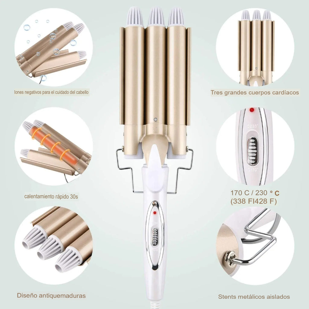 🌟Modelador de Cabello de Efecto Triple | ¡Consigue Olas Perfectas con Estilo y Rapidez!🪮