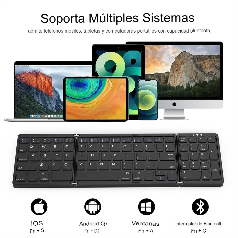 ⌨️ Teclado Plegable y Compacto Multifunción - Ideal para Viajes y Uso Diario ⌨️