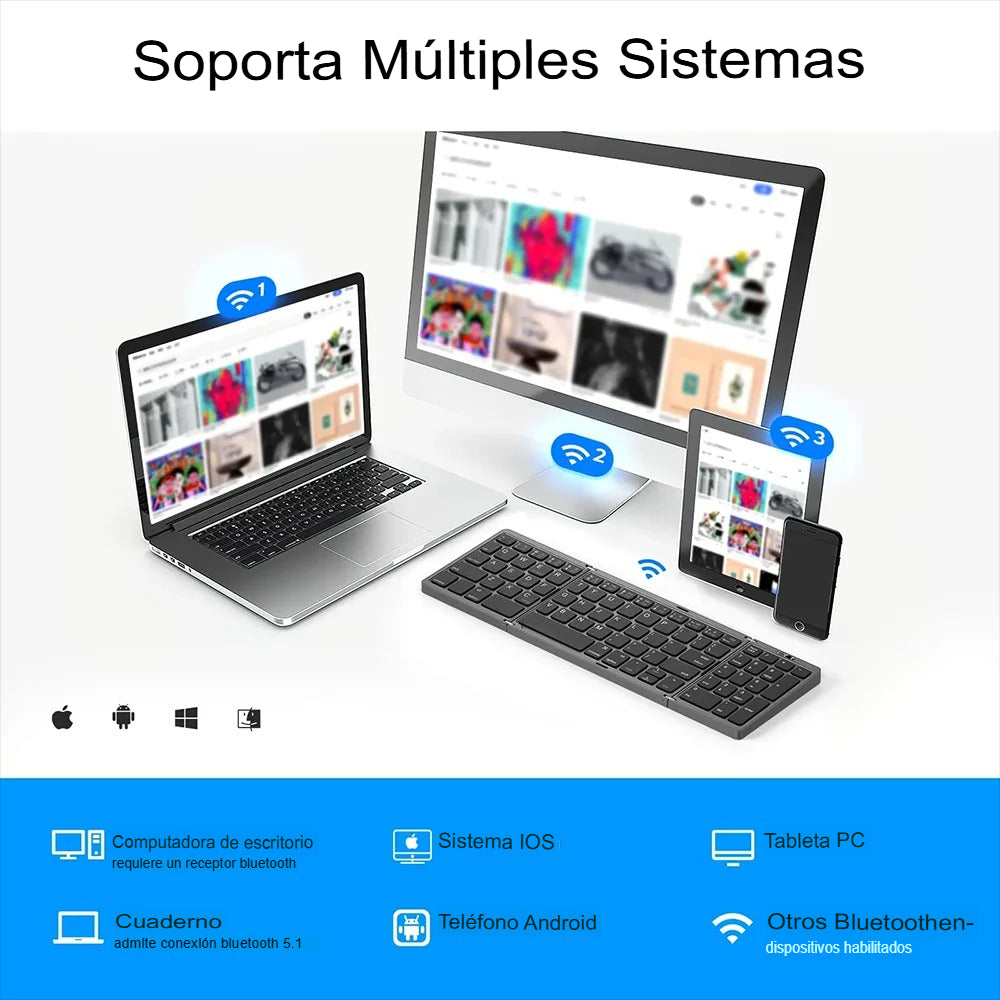 ⌨️ Teclado Plegable y Compacto Multifunción - Ideal para Viajes y Uso Diario ⌨️
