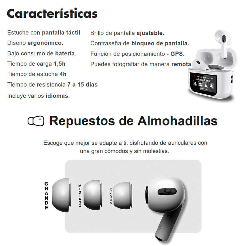 🔊 ¡AIRPODS PRO CON PANTALLA – SONIDO PREMIUM, CANCELACIÓN DE RUIDO Y 76% DE DESCUENTO + Spotify Premium Gratis! 🔥