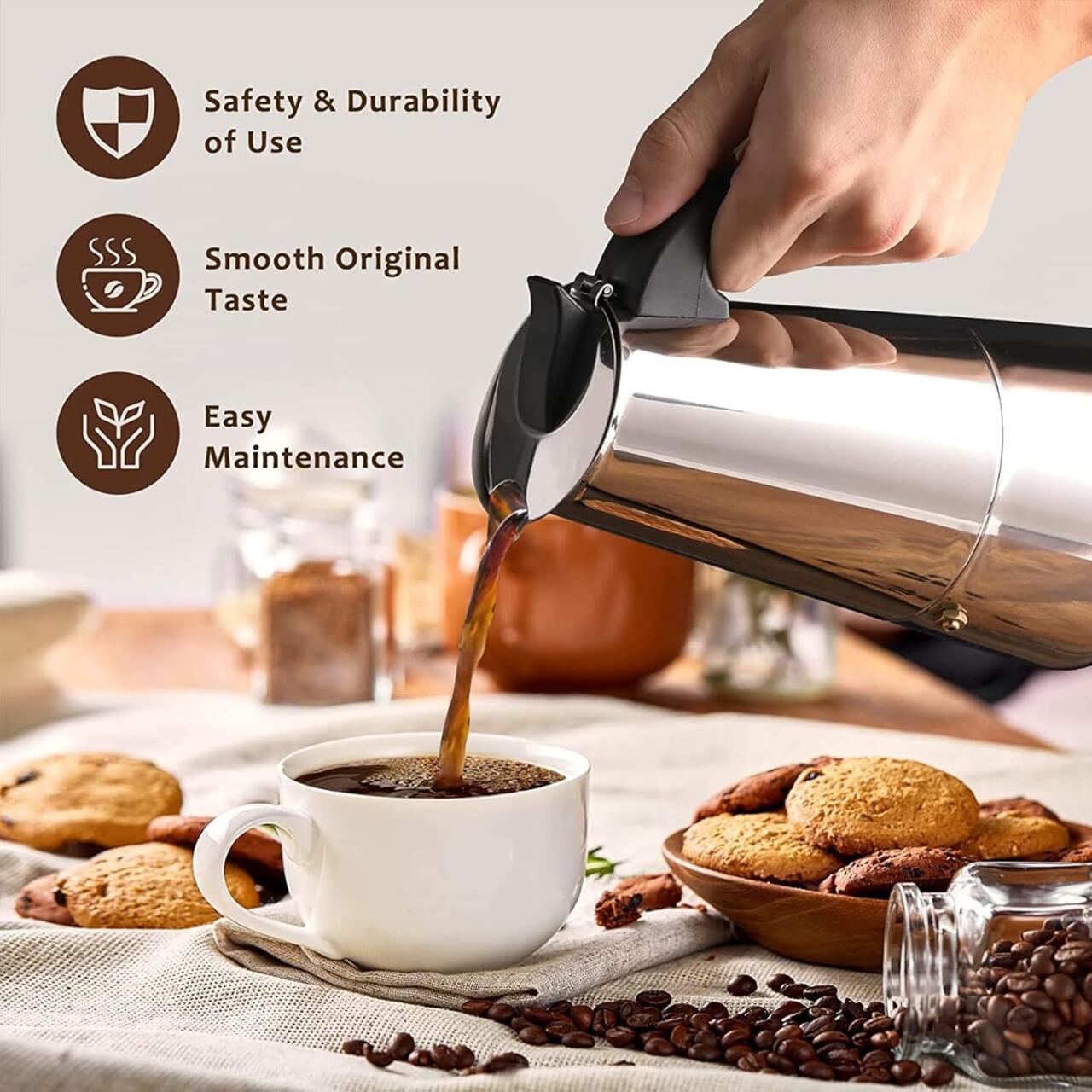 Cafetera Italiana de 12 Tazas | 600ML 6 vasos (12 Tazas Tinteras)